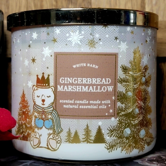 Bath & Body Works Accents Bbw Gingerbread Marshmallow 3wick Candle